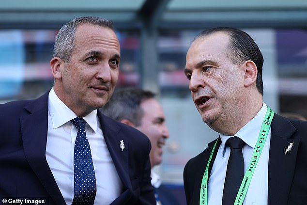 ARLC Chair Peter V'landys (right) and NRL CEO Andrew Abdo (left) have met with the commissioner of the NFL