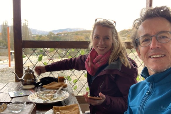 Johnston and husband Richard in Dagestan. Johnston says their week there was “a sunburst of wonder”.