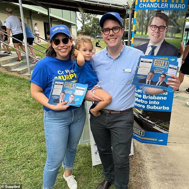 Ryan (right), pictured with wife Emma and daughter Elodie, is holding off on active cancer treatment until his family welcomes a new baby in the upcoming months