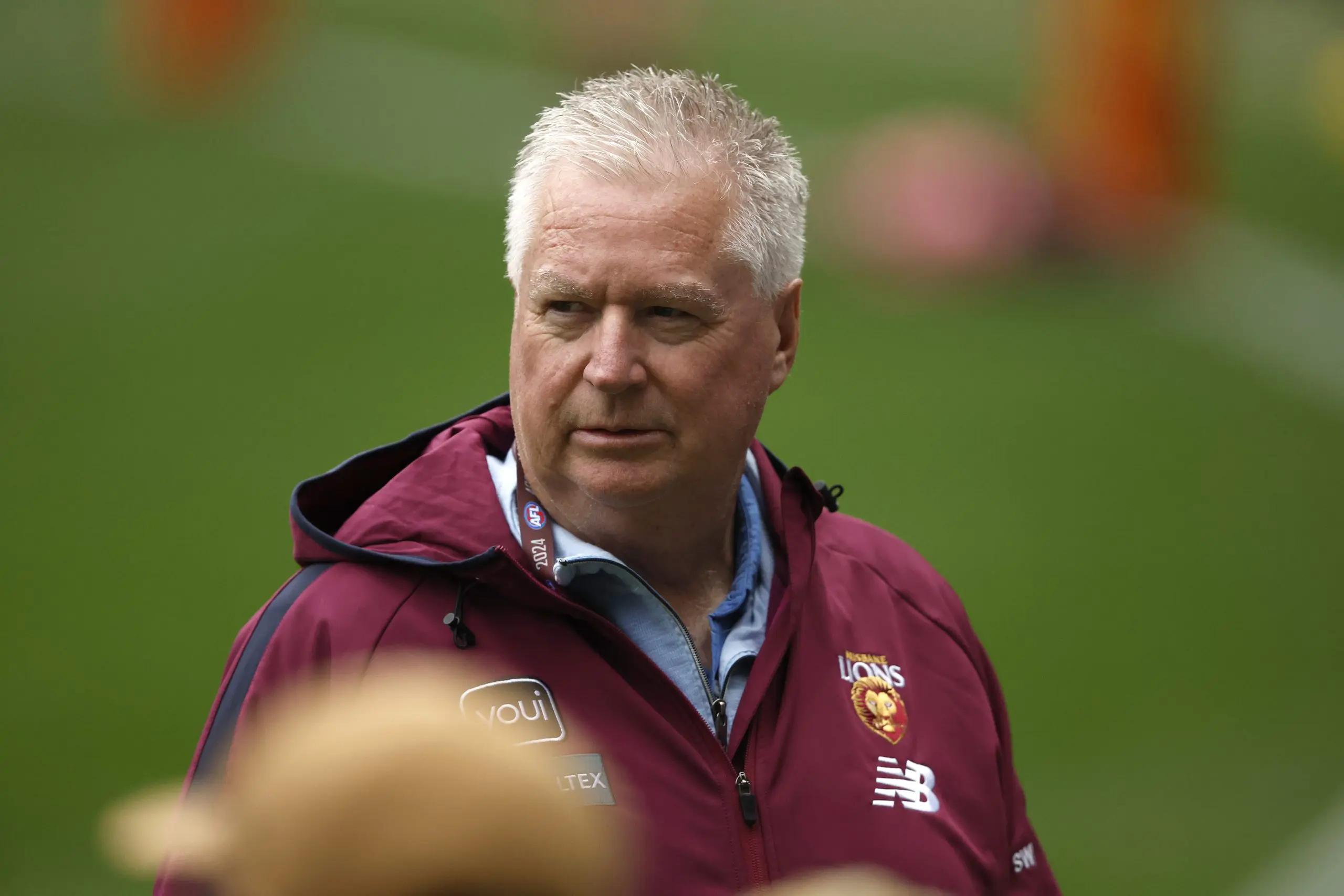 MELBOURNE, AUSTRALIA - SEPTEMBER 20: Brisbane CEO Greg Swann looks on during a Brisbane Lions AFL training session at Melbourne Cricket Ground on September 20, 2024 in Melbourne, Australia. (Photo by Darrian Traynor/Getty Images)
