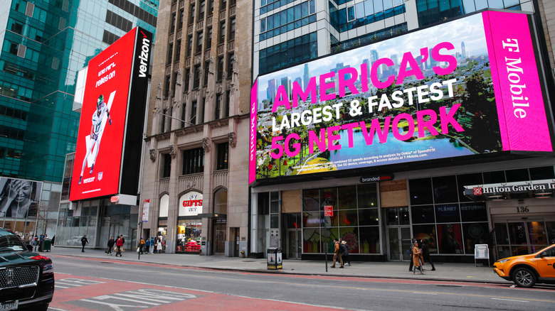 Verizon and T-Mobile digital billboards in New York City