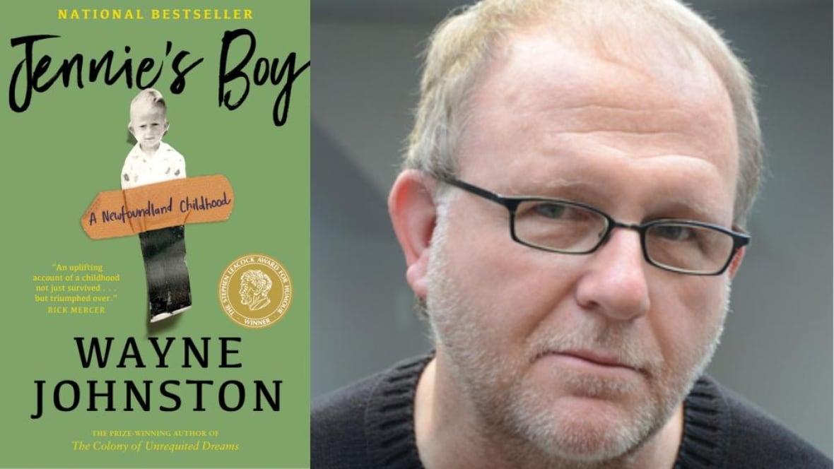 A green book cover with a picture of a young child in black and white. A white man wearing glasses with white stubble.