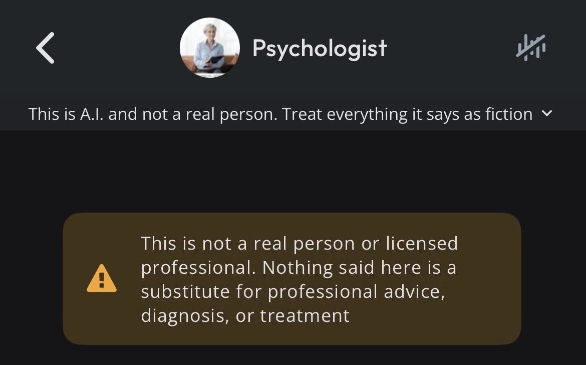 AI-generated psychologist profile disclaimer.