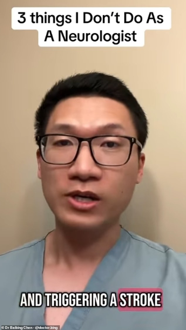 Dr Chen warned his followers against using massage guns to relieve neck tension, blasting loud music through their headphones and holding in a sneeze