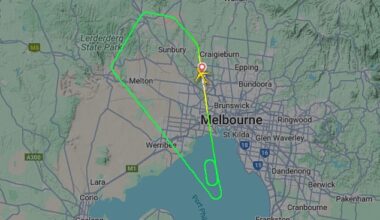 A flight radar map shows the plane had only just taken off, before returning to Melbourne