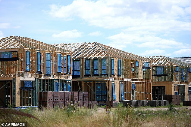 the federal government aims to build 1.2 million new dwellings within the next four years. Pictured is housing construction in Sydney's north-west