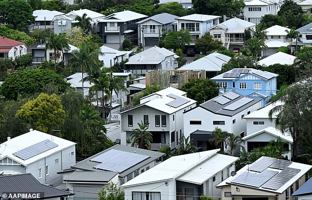 New data has revealed that more than 60 per cent of Aussie households consist of just one or two occupants. Pictured are homes in Brisbane