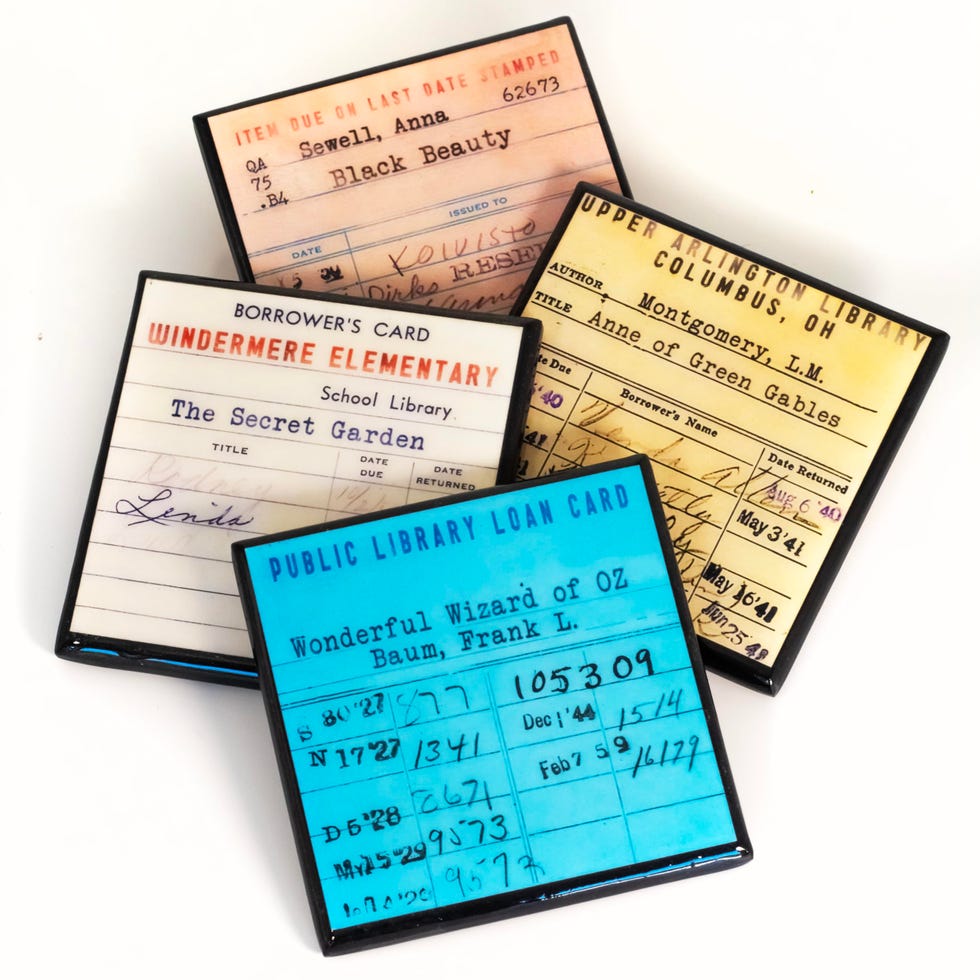 Library Card Book Club Coaster Set Library Card Book Club Coaster Set