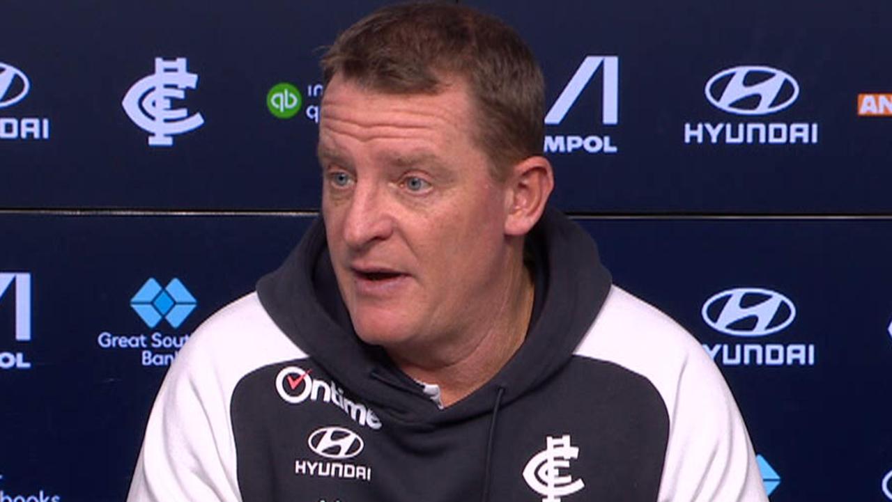 Michael Voss says transition has begun from older to younger players, press conference comments, video, Carlton Blues loss to Gold Coast, latest news
