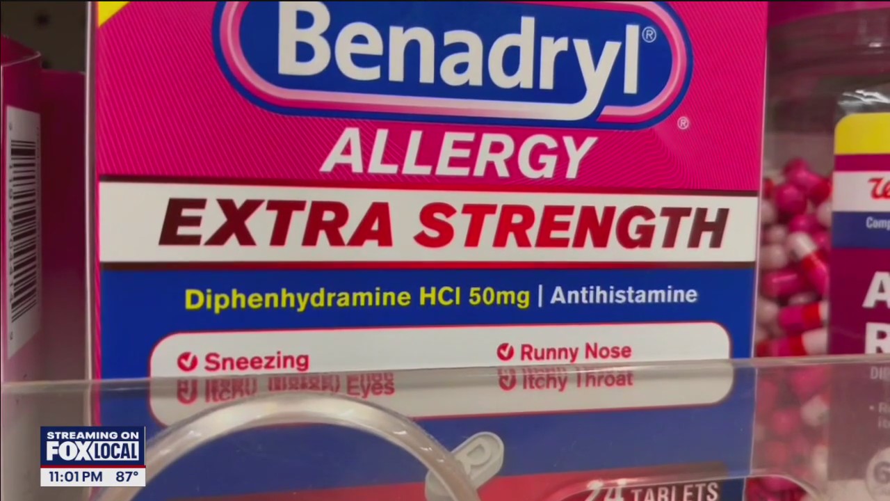 Allergy medication warning about Benadryl