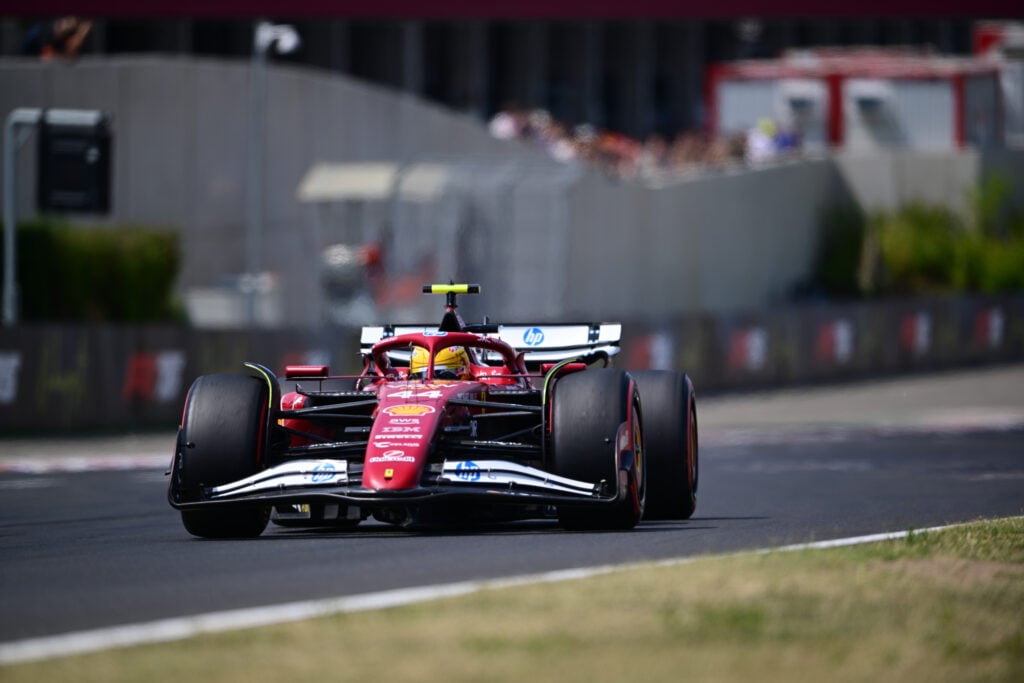 Ferrari driver Lewis Hamilton on track during qualifying for the 2025 F1 Hungarian Grand Prix