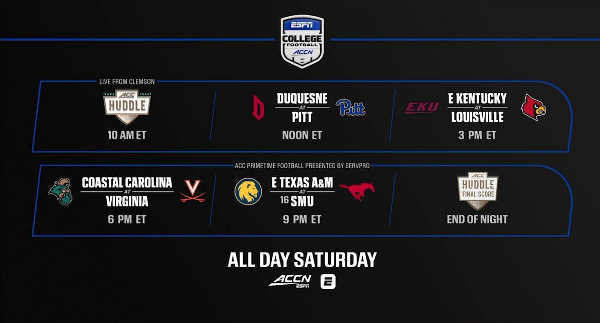 ACC Network Kicks Off 2025 College Football Season with Six Games, Three ACC Huddle Road Shows in Week 1
