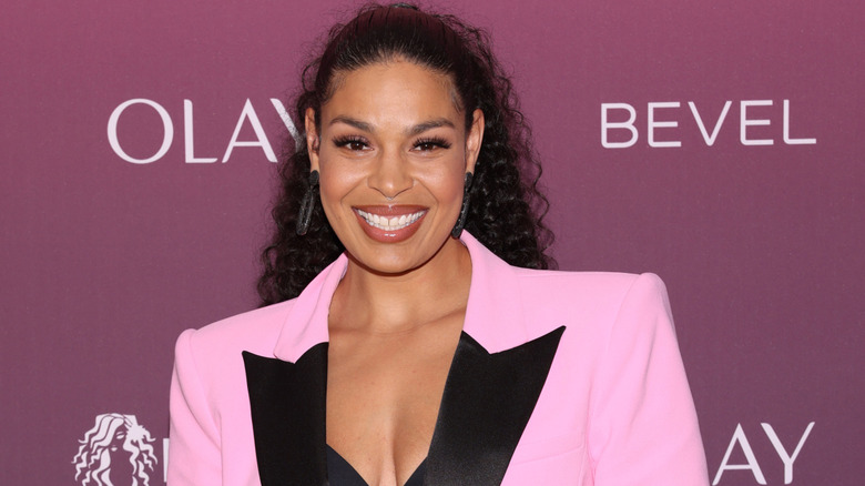 Jordin Sparks in a pink blazer
