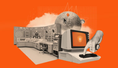 Photo composite illustration of a computer using a VPN program