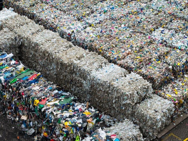 Huge bales of plastic waste