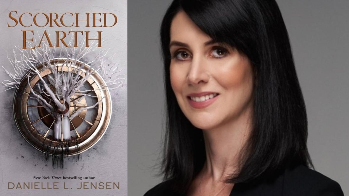 A book cover with branches growing out of a compass, and an author headshot of a woman with shoulder-length black hair. 