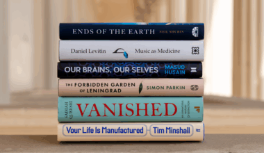 2025 Science Book Prize shortlisted books stacked together