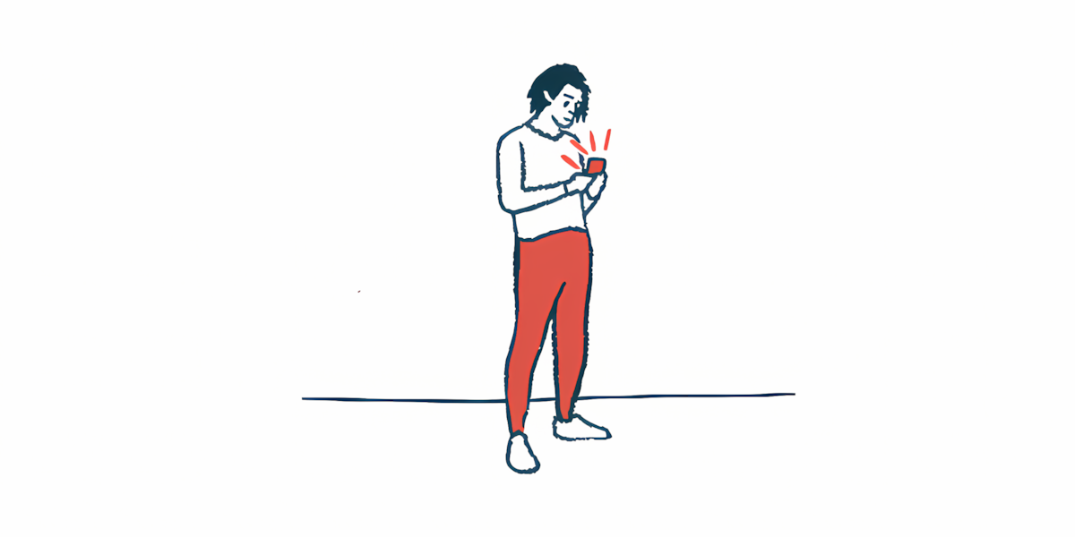 A person is shown using a smartphone.
