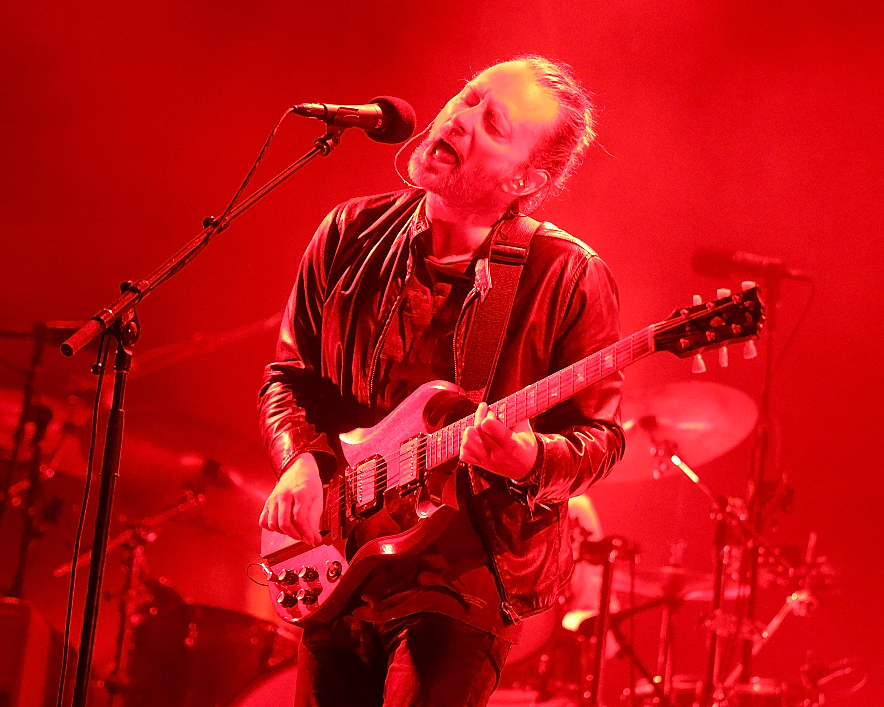 Thom Yorke of Radiohead performing at the Austin City Limits Music Festival.