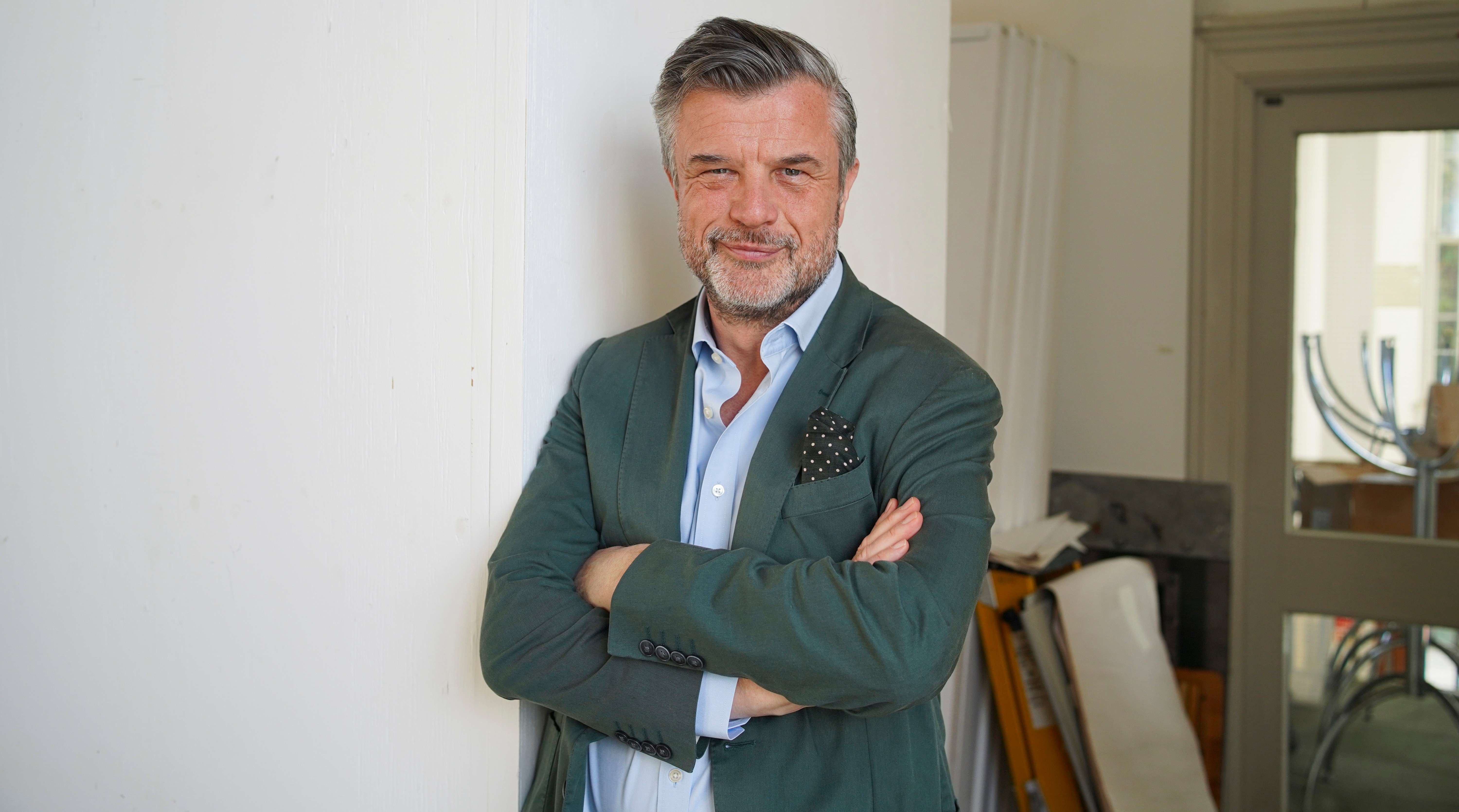 Portrait of Petroc Trelawny at the Falmouth Book Festival.