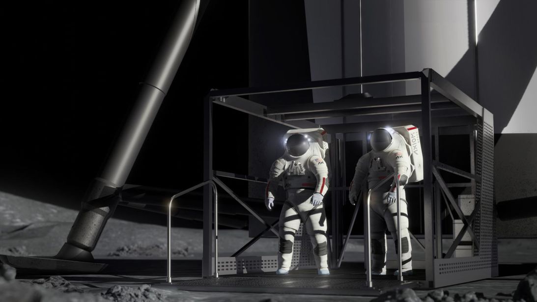 An artist’s concept shows SpaceX’s Starship landing NASA astronauts on the moon.