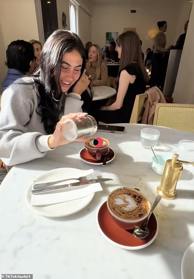 A pair of friends (above) sparked online debate after calling out Sydney cafes for serving cappuccinos without 'enough' chocolate on top