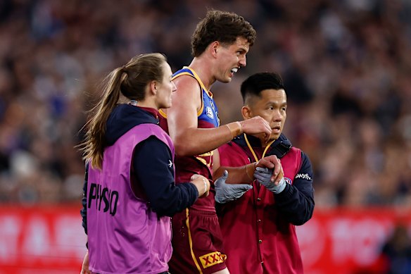 Fitness test: Jarrod Berry was helped from the field on Saturday night.