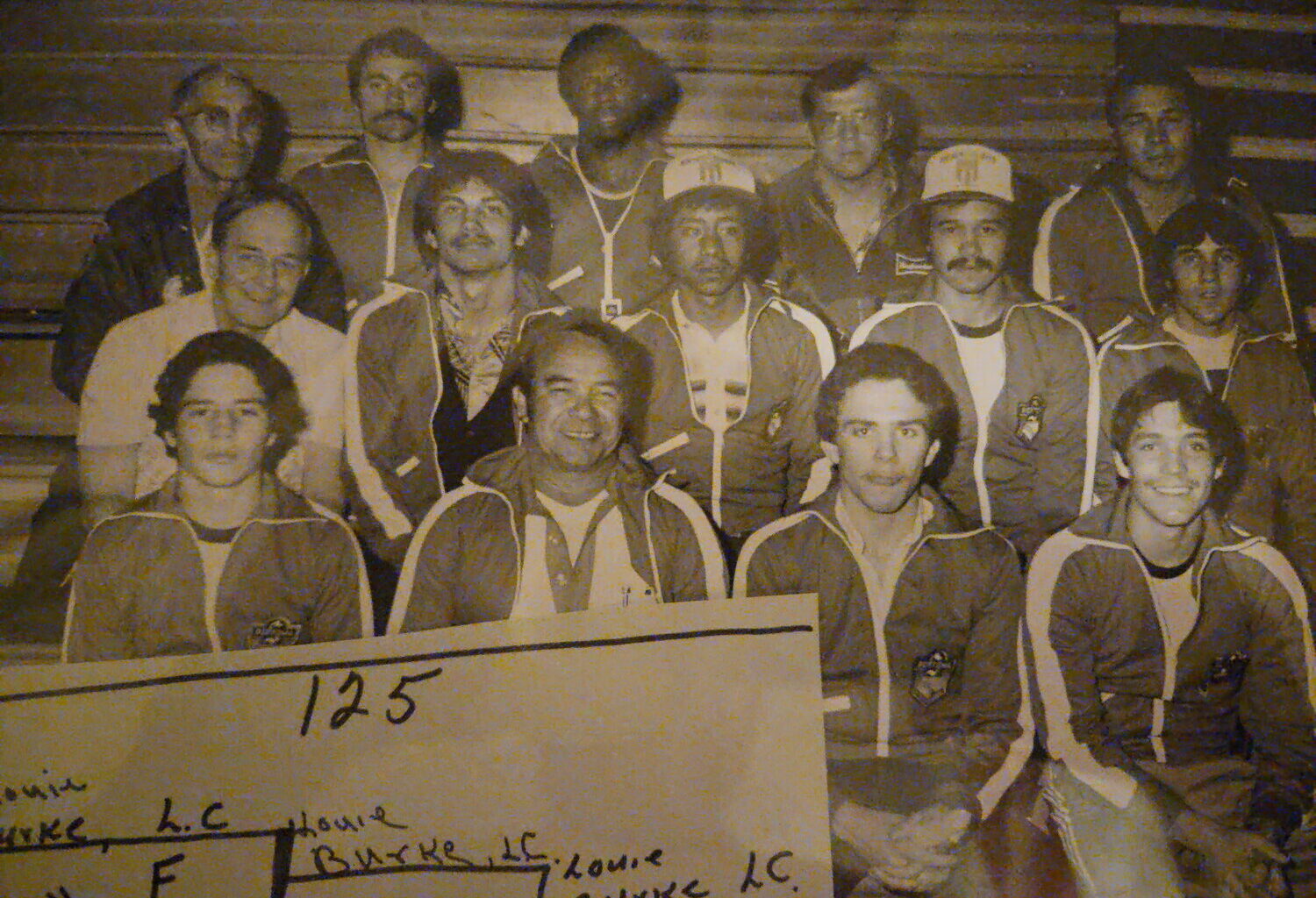 Lupe Lozoya in the 1970s with other boxers. Lozoya is in the upper right hand corner.