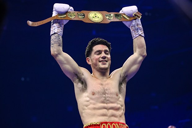 John Cooney is declared victorious over Liam Gaynor in their BBBC Celtic super-featherweight bout at the 3Arena in Dublin on 25 November 2023 (Photo By Stephen McCarthy/Sportsfile via Getty Images)