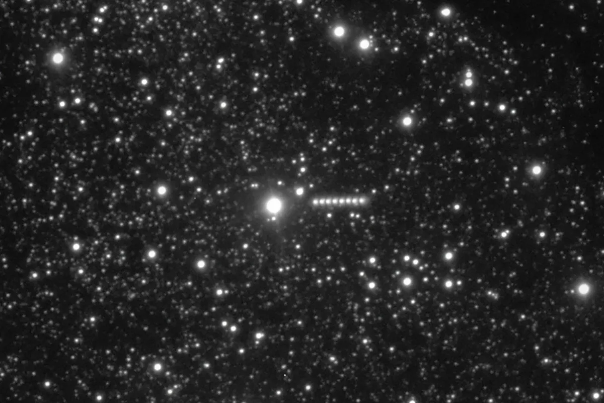 Composite showing comet 3I/ATLAS's movement across the sky, captured by ESO’s Very Large Telescope. Images were captured over the course of 13 minutes on the night of 3 July 2025. Credit: ESO/O. Hainaut