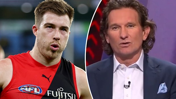 Essendon legend James Hird ([right) has gone into bat for Zach Merrett.