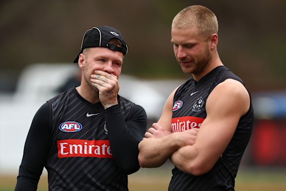Frampton at training with Jordan De Goey this week.