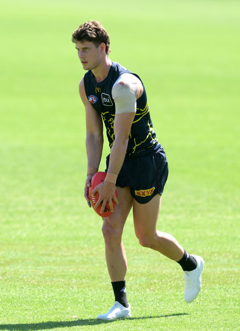 IPSWICH, AUSTRALIA - SEPTEMBER 23: Jarrod Berry in action during a Brisbane Lions AFL training session at Brighton Homes Arena on September 23, 2025 in Ipswich, Australia. (Photo by Bradley Kanaris/Getty Images)