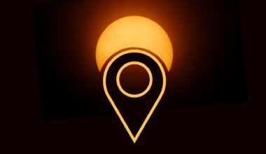 a graphic of a partial solar eclipse and a location marker below conveying the location of the partial solar eclipse.