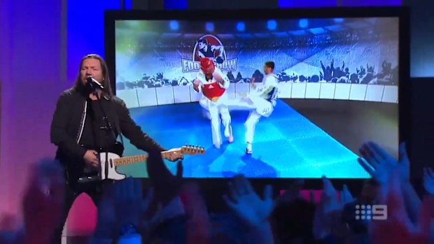 Chris Doheny performs during The Footy Show finale.