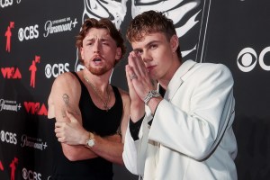 Bailey Zimmerman and The Kid LAROI at the MTV Video Music Awards 2025 held at UBS Arena on September 07, 2025 in New York, New York.