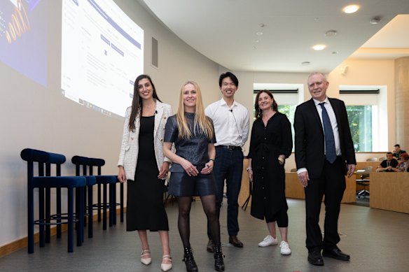 At last year’s SXSW a mock trial pitted AI against human lawyers. From left: Jeanette Merjane, LawTech hub director Courtney Blackman, Ken Leung, Landers chief innovation officer Michelle Bey and UTS law professor David Lindsay.