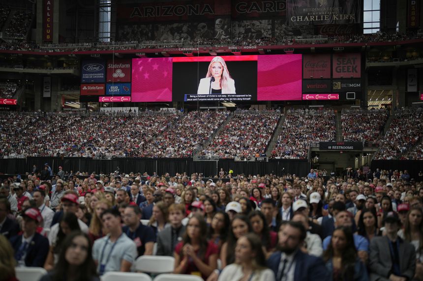 A memorial service was held for Charlie Kirk at State Farm Stadium in Glendale, Arizona.