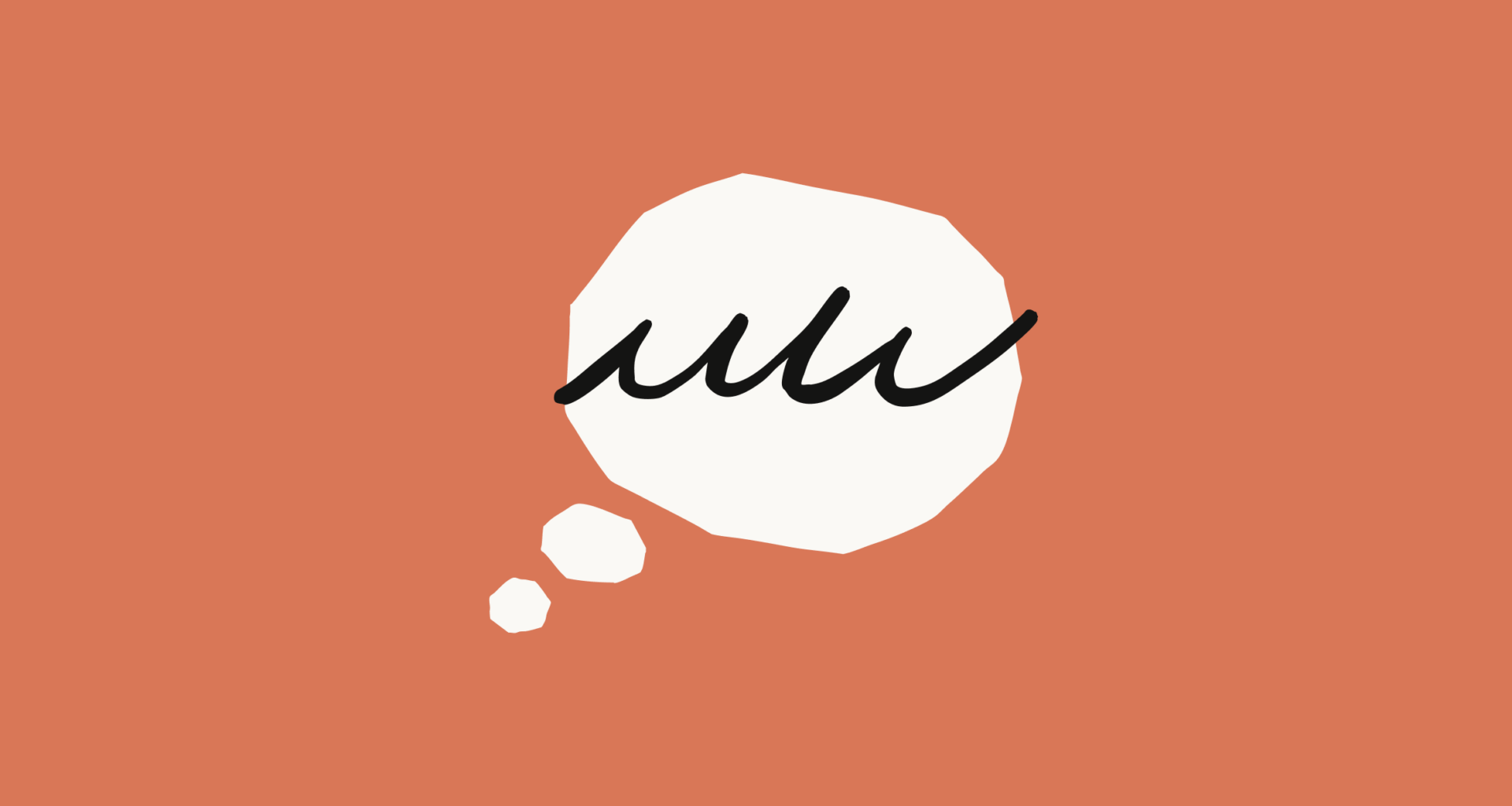 A stylized thought bubble illustration on an orange background