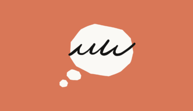 A stylized thought bubble illustration on an orange background