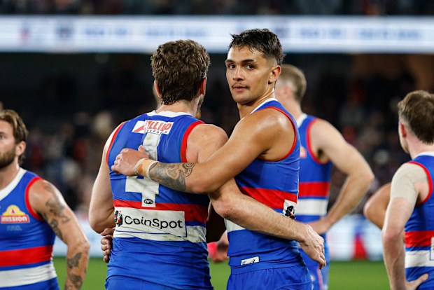 Jamarra Ugle-Hagan of the Bulldogs looks dejected.