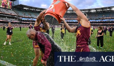 Brisbane Lions beat Geelong Cats 18.14 (122) to 11.9 (75) at the MCG after Lachie Neale subbed on at half-time and Jeremy Cameron badly injures his arm
