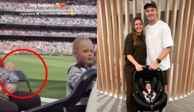 Gary Rohan’s ex-wife Amie blurs out former Geelong star's baby with his new wife in video at blockbuster AFL Grand Final