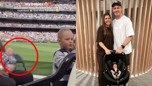 Gary Rohan’s ex-wife Amie blurs out former Geelong star's baby with his new wife in video at blockbuster AFL Grand Final