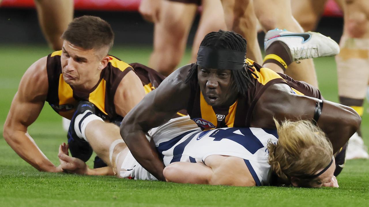 Hawthorn’s Mabior Chol overturns dangerous tackle ban for Tom Stewart tackle at Tribunal, video, three-week suspension appeal, latest news