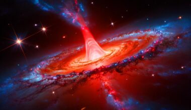 Illustration of a potential primordial black hole discovered by the James Webb Space Telescope.