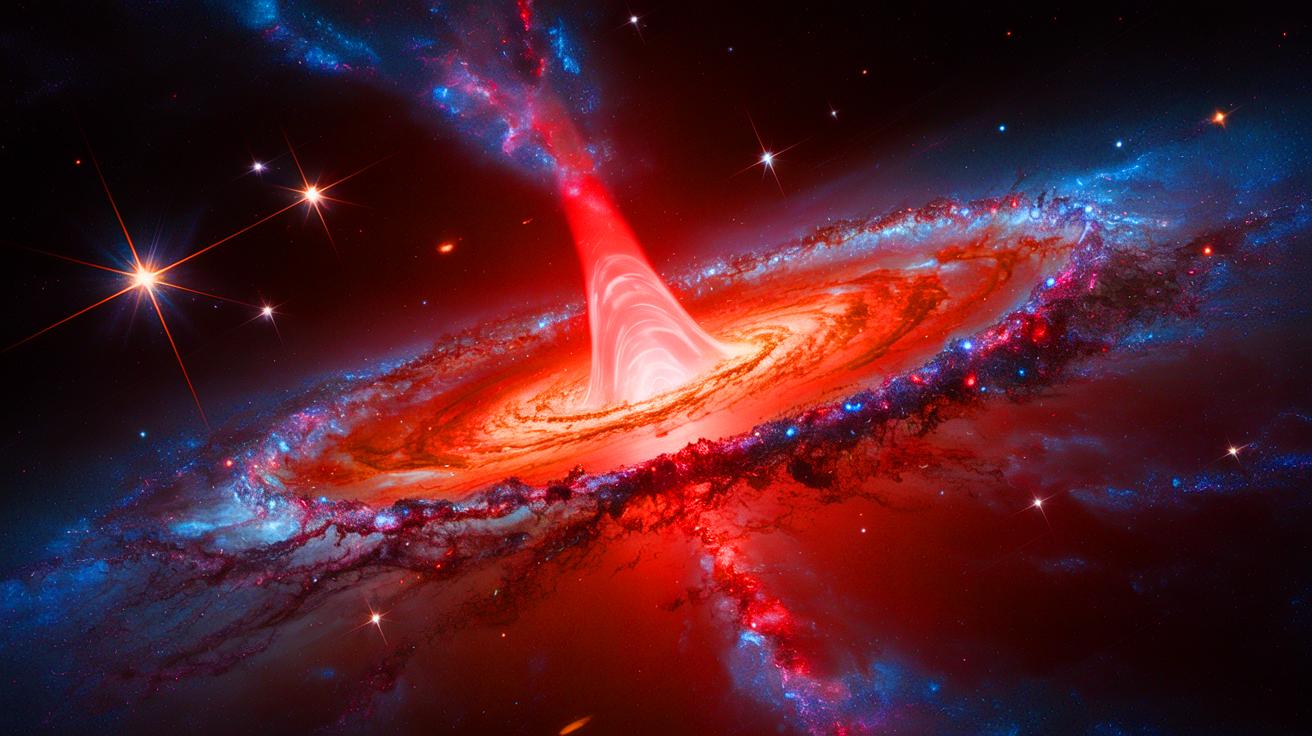 Illustration of a potential primordial black hole discovered by the James Webb Space Telescope.