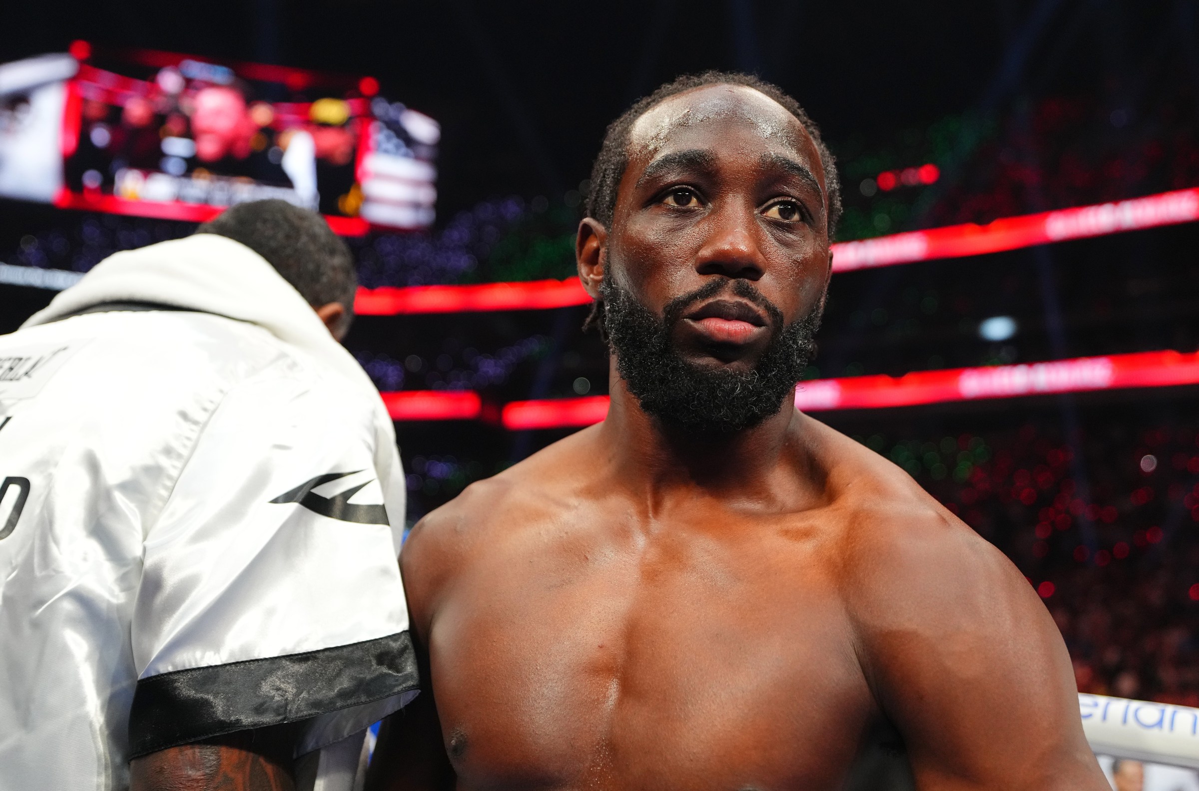 LAS VEGAS, NEVADA - SEPTEMBER 13: Terence Crawford stands in the ring prior to the Undisputed & Ring Magazine Super Middleweight Championship against Canelo Alvarez (not pictured) at Allegiant Stadium on September 13, 2025 in Las Vegas, Nevada. (Photo by Chris Unger/TKO Worldwide LLC via Getty Images)