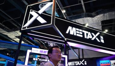 People visit the booth of MetaX during World Artificial Intelligence Conference (WAIC) in Shanghai on July 6, 2023.