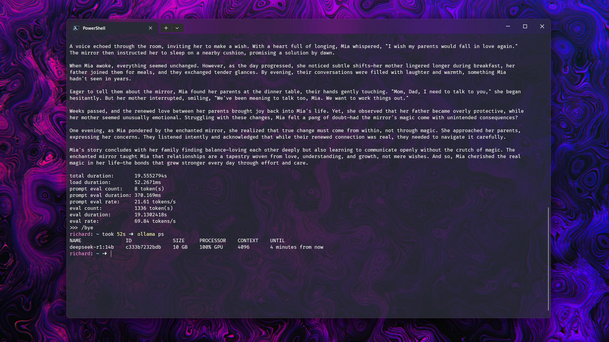 Deepseek-r1 performance in Ollama using an RTX 5080